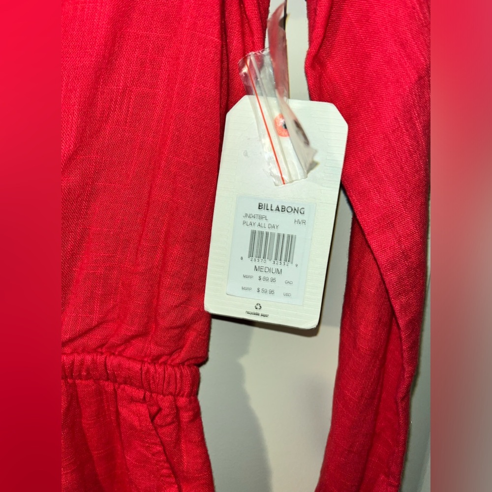 Billabong Red Long-Sleeve Romper with Tie Waist - Picture 5 of 9